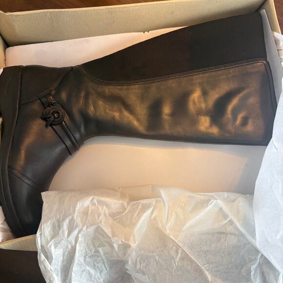 Clarks Cheyn Whisk Riding Boots 6.5 6.5W Wide Black NWT Riding Knee High Tall - Picture 4 of 7